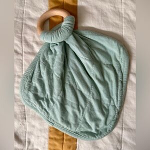 Sage Green Baby Comfort Lovey with Removable Wooden Ring